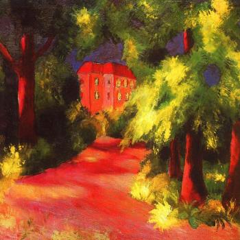 August Macke : Red house in park